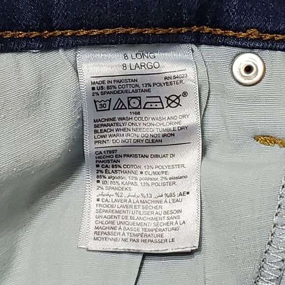 Old Navy Womens Sz 8 Long Original Mid-rise Denim Blue Jeans Straight Skinny - Picture 4 of 9